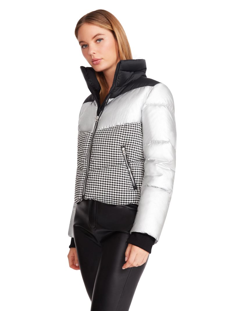 Silver / Black Steve Madden Ariana Women's Jackets | PH 3481FLX